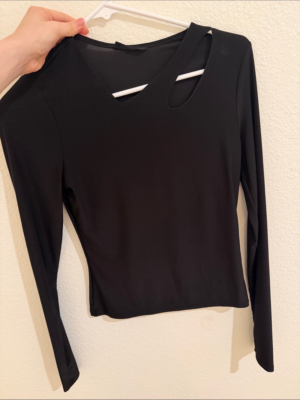 Black Long-Sleeve Cutout Women's Top